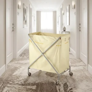 Heavy Duty Metal Linen Trolley Foldable Laundry Cart with Solid Wheels for Hotel Housekeeping 770x500x985mm