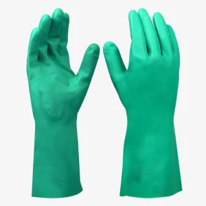 Heavy-Duty Nitrile Gloves Waterproof Chemical-Resistant Laboratory Gloves Green