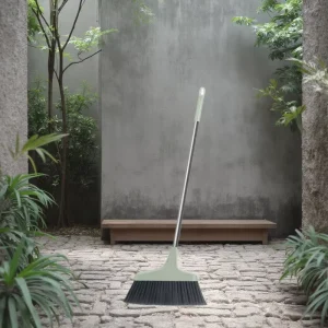 Heavy-Duty Outdoor Construction Broom and Dustpan Set with Steel Stick and PET Head