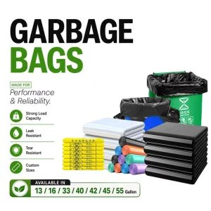 Heavy Duty PE Black Trash Plastic Liners 240L Rubbish Bags for Packaging Garbage Collection China Supply