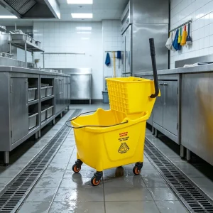 Heavy Duty Plastic Hotel Cleaning Trolley Roller Wringer Commercial Mop Bucket for Restaurant