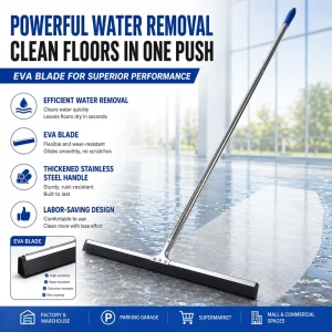 Heavy Duty Stainless Steel Floor Scraper with Rubber EVA Squeegee Effective Cleaning Tool