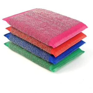 Heavy-Duty Stainless Steel Wire Scourer Sponge, Iron Wire Kitchen Dishwashing Scouring Pad