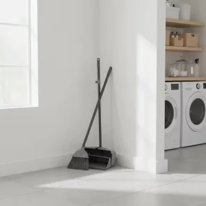 Heavy Duty Steel Handle Eco Friendly Sweeping Combo Broom Dustpan Set PP Plastic for Home Kitchen Office Lobby Upright