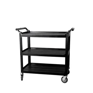 Heavy-Duty Three-Tier Utility Cart with PP and Aluminum Frame, Four Wheels, and Adjustable Handle