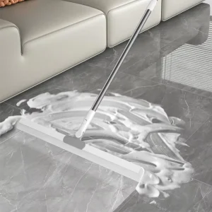 Heavy Duty White Rubber Squeegee Aluminum Handle Double Sided Multi Purpose Floor Wall Tile Cleaning Tool Featuring Replaceable