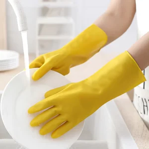 Heavy-duty Reusable Latex Dishwashing Gloves Waterproof Non-slip Kitchen Cleaning Household Gloves