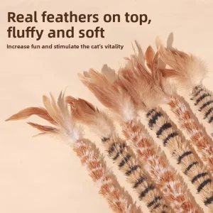 Hemp Cloth Cat Teaser Wand Feather Duster Durable Bite- and Scratch-Resistant