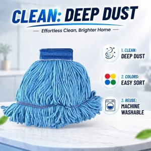 High Absorbency Blue Yarn Wet Mop Head Replacement for Commercial Household Floor Cleaning