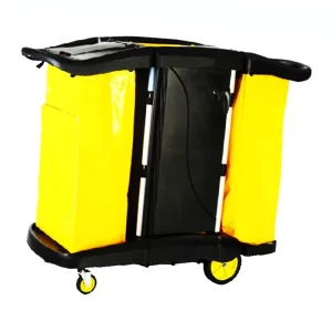 High Capacity Hotel Waste Collection Trolley Hospital Dirt Collecting Storage Cart Plastic Housekeeping Service Cart