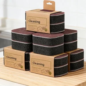 High-Density Diamond Carborundum Pot Brush Dishwashing Sponges