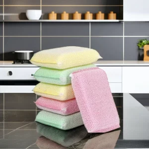 High-Density Double-Sided Dishwashing Brush Thickened Kitchen Cleaning Sponge Scouring Pads Water Chestnut Cloth