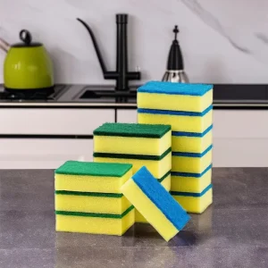 High-Density Double-Sided Sponge Scouring Pad Dishwashing Kitchen Cleaning Tools Bulk Packaged