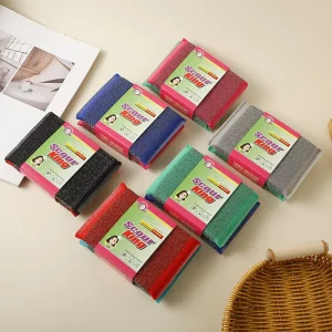 High Density Multicolor Non-Scratch Stainless Steel Wire Mesh Sponge Scouring Pad