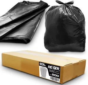 High-Density PE Black Trash Bags, Large Outdoor Heavy-Duty Bags for Property Cleaning