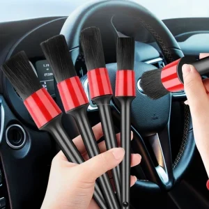 High Efficiency Cleaning Brush Kit for Auto Detailing with Durable Black Plastic Handle