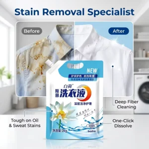 High-Efficiency Deep-Cleaning Laundry Liquid Detergent Stain Remover for Oil and Sweat Private Label