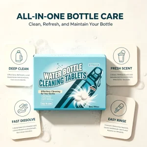 High Efficiency Effervescent Tabs Cleans Narrow Neck Bottles Without Brushes Water Bottle Cleaning Tablets