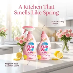 High Efficiency Kitchen Oil Cleaner Spray Instant Grease Dissolver Lemon Scented Non-Toxic Degreaser Set