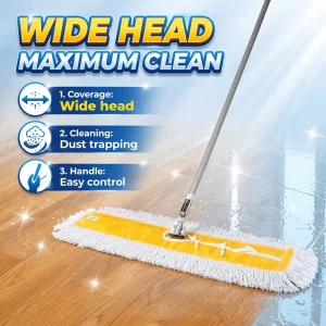 High Efficient Wide Head Dust Trapping Flat Dust Mop for Hotel Supermarket Warehouse Commercial Floor Cleaning