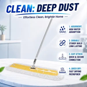 High Efficient Wide Head Dust Trapping Flat Dust Mop for Hotel Supermarket Warehouse Commercial Floor Cleaning