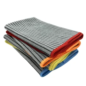 High Grade Quick Dry 40x40cm 380gsm Bamboo Charcoal Microfiber Striped Towel for Kitchen Grease Dusting Antibacterial Reusable
