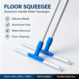 High Performance Floor Squeegee with Silicone Blade Aluminum Pole for Commercial Water Removal Cleaning