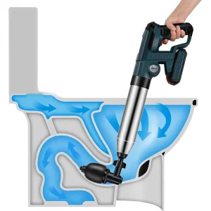 High Pressure Electric Toilet Plunger Clog Remover, Stainless Steel Drain Blaster for Bathroom and Bathtub