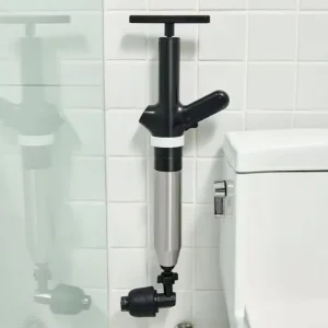 High Pressure Stainless Steel Toilet Plunger Set with Durable Plastic Handle Home Use Air Drain Blaster Tool for Cleaning