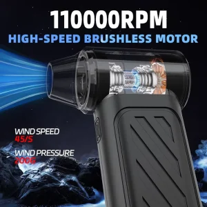 High Quality 100000RPM air Dust Gun 3 speed Regulating Turbine air duster 80W air Gun Used for Indoor and Automotive Cleaning