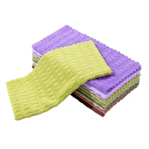 High Quality Bamboo Joint Coral Fleece Dish Towel Non Stick Oil Square Towel Kitchen Dish Cloths
