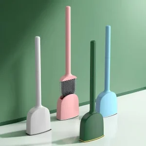 High Quality Eco Friendly Silicone Toilet Brush Holder Set Wall Mounted Detachable Plastic WC Cleaner for Bathroom Use Sunshine