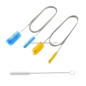 High Quality Flexible Length Nylon Cleaning Brush Stainless Steel Handle Wooden Bristles for Fish Tank Tube Cleaning