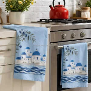 High Quality Flour Sack Kitchen Cotton Tea Towel Customized Printing Design for Kitchen Dish Cleaning Towel