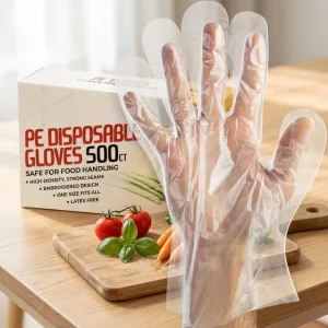 High Quality Food Grade Disposable PE Gloves Plastic Glove for Food 500 Pieces Box for Kitchen