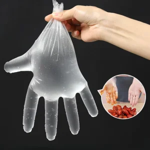 High Quality Plastic Food Grade Hand Gloves Elastic PE Gloves Waterproof Transparent Glove