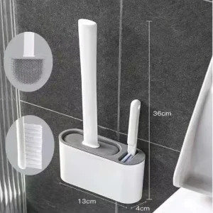 High Quality Portable Detachable Handle Microfiber Plastic Toilet Brush 3 in 1 and Holder Set for Bathroom