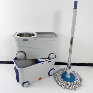 High Quality Stainless Steel Dry Floor Cleaning Water Swivel 360 Spin Mops Microfiber Self-Wringer 2 Mopheads Spin Bucket Set