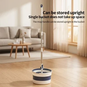 High Quality Steel Bucket Shaped Mini Floor Cleaning Mop Reusable Rotating Self wringer Mop Bucket Ultra fine Fiber Eco Friendly