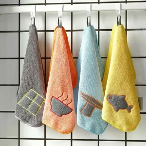 High Quality Super Absorbent Microfiber Toallas De Cocina Quick Drying Hanging Household Dish Cleaning Cloth