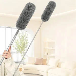 High-Reach Cobweb Duster with Telescopic Handle and Machine-Washable Microfiber Head