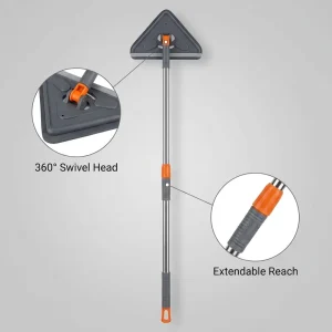 High Reach Stainless Steel Extendable Pole Chenille Microfiber Cloth Triangle Cleaning Mop for Wall Ceiling Window