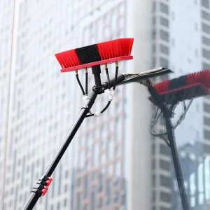 High Rise Wall and Solar Panel Cleaning Tool with Extendable Telescopic Pole Water Fed Brush for Window Glass Curtain Cleaning