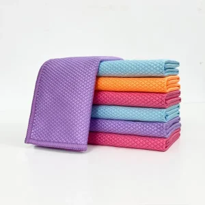 High Selling Diamond Pattern Streak Free Microfiber Cleaning Cloth for Glass Window Mirror Stainless Steel Surface Polishing