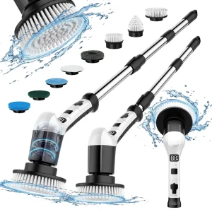 High Torque Wireless Electric Cleaning Brush 10 20 30W 3 Speeds Extendable Handle 100Mins Working Time Bathroom Spin Scrubber