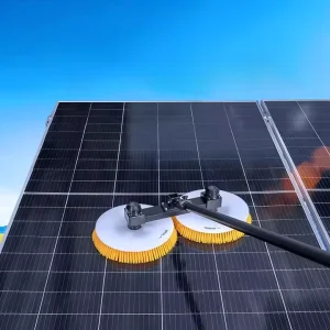 High-efficiency Lithium Battery Solar Panel Cleaning Machine with Dual Rotating Brush and Telescopic Pole for Rooftop PV Systems