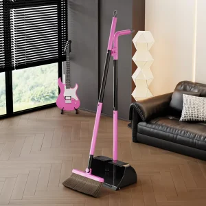 High end PP Rotating Broom with Soft Bristles Plastic Handle Windproof Dustpan Set with Raised Strip Garbage Shovel for Home