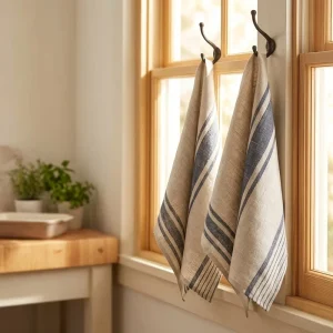 High quality Woven Striped Kitchen Tea Towels Made of Cotton Linen Eco Friendly and Quick Dry for Glass and Dish Cleaning