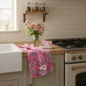 Highly Absorbent Quick Dry Machine Washable Printed Microfiber Tea Towels for Kitchen Coffee Shop & Restaurant
