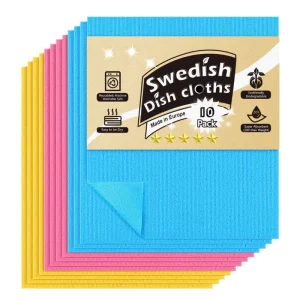 Highly Absorbent Swedish Cellulose Dishcloth Reusable Sponge Cloth for Kitchen Counters and Dishwashing